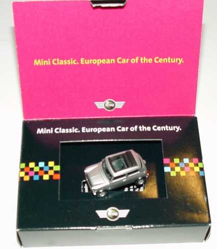 1:87 Austin Mini Cooper mit Rolldach (offen) silbermet. "MiniClassic. European Car of the Century." (Mini) 