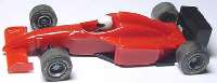 Formel Rennfahrzeug "F" ferrarirot, Helm wei�