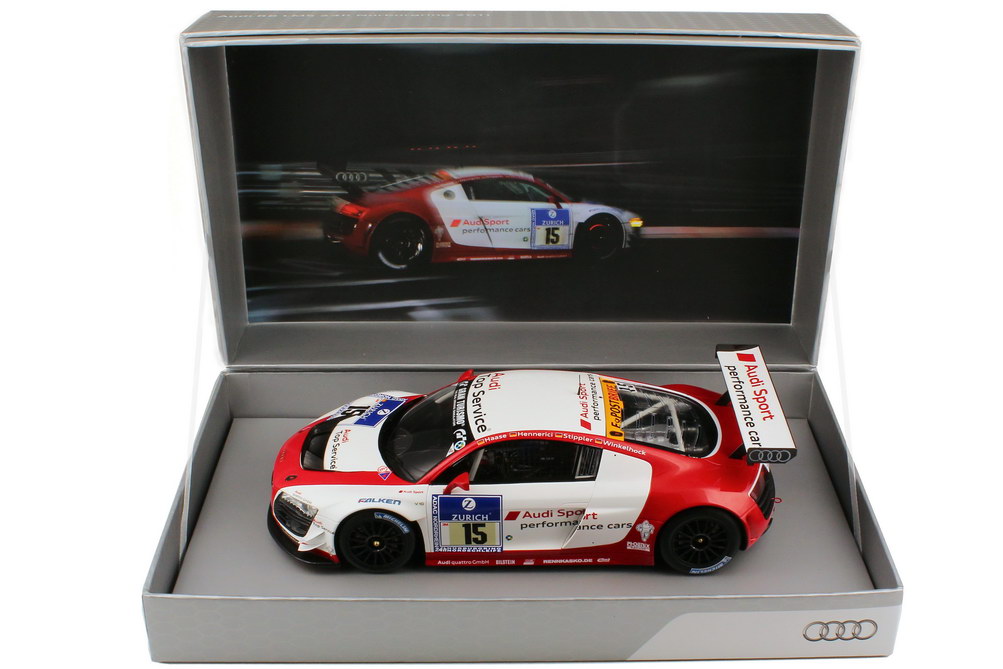 Foto 1:18 Audi R8 LMS 24 Stundenrennen Nürburgring 2011 Phoenix, Audi Sport Nr.15, Stippler / Hennerici / Haase / Winkelhock Werbemodell Spark 5021118425