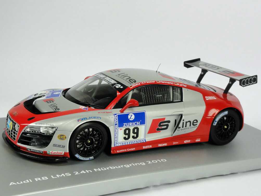 Foto 1:18 Audi R8 LMS 24 Stundenrennen Nürburgring 2010 Phoenix Racing, S line Nr.99 Biela / Fässler / Hennerici / Kaffer Werbemodell Spark 5021018415