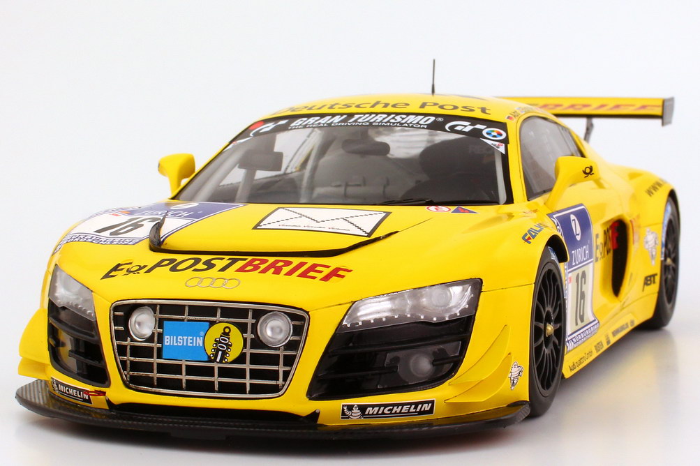 Foto 1:18 Audi R8 LMS 24 Stundenrennen Nürburgring 2011 Abt, E-PostBrief Nr.16, Ekström / Scheider / Werner / Abt Werbemodell --NEUER-- Spark 5021118435