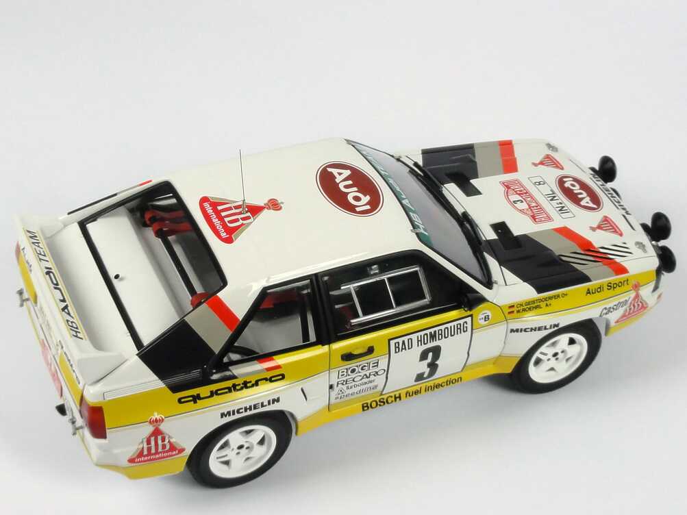 Foto 1:18 Audi Sport quattro Rallye Monte Carlo 1985 HB Audi Team Nr.3, Röhrl / Geistdörfer Werbemodell AUTOart 5031000105