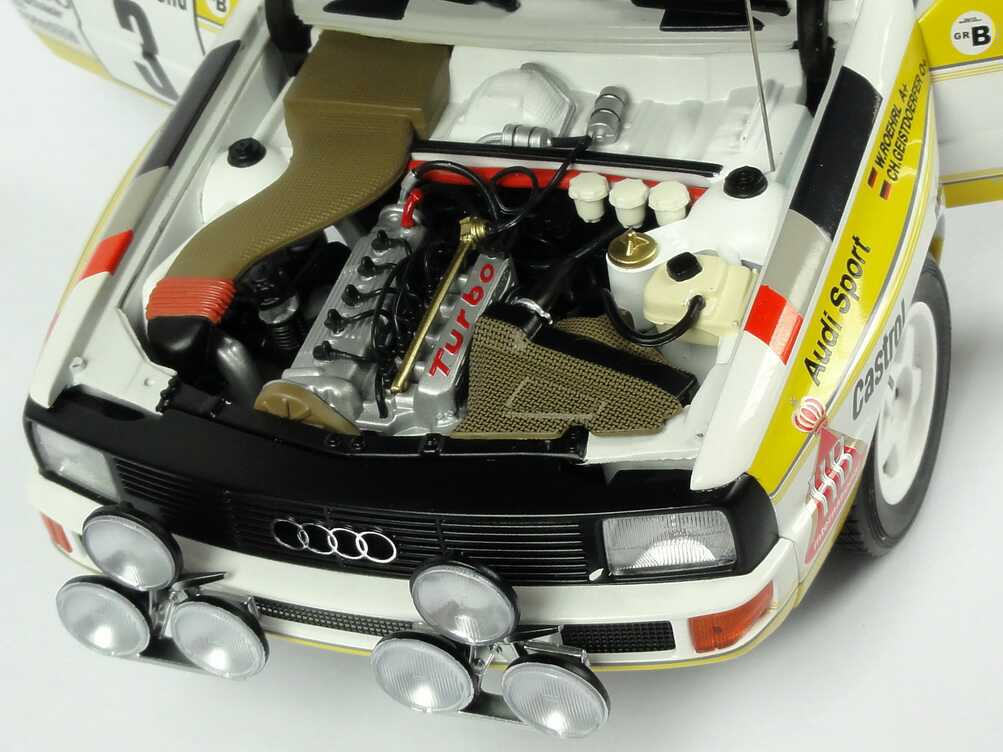 Foto 1:18 Audi Sport quattro Rallye Monte Carlo 1985 HB Audi Team Nr.3, Röhrl / Geistdörfer Werbemodell AUTOart 5031000105