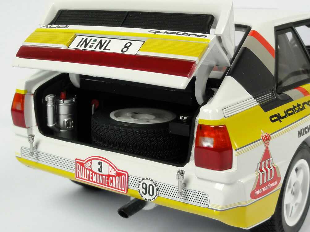 Foto 1:18 Audi Sport quattro Rallye Monte Carlo 1985 HB Audi Team Nr.3, Röhrl / Geistdörfer Werbemodell AUTOart 5031000105