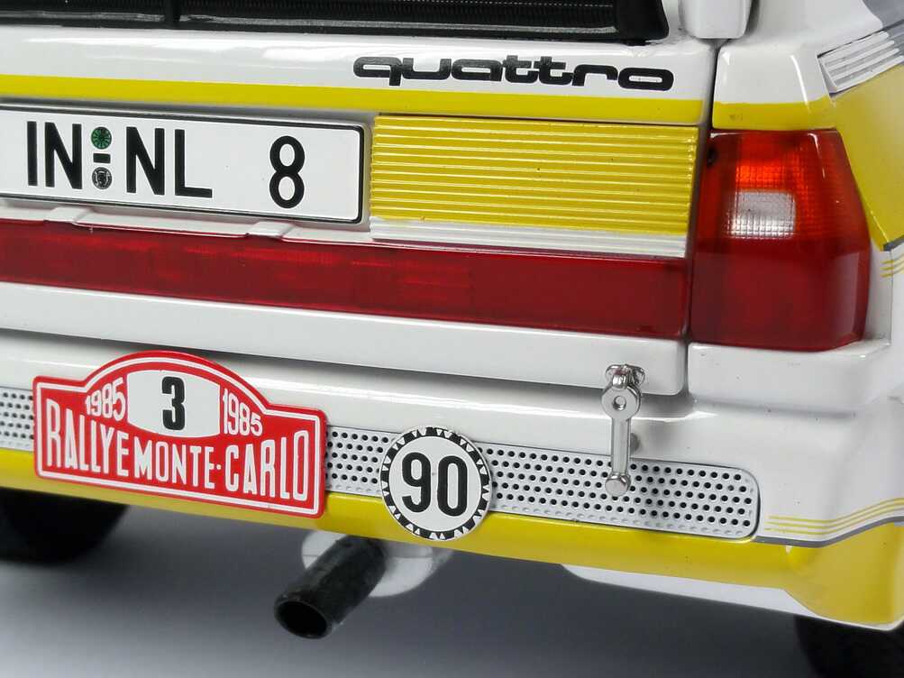 Foto 1:18 Audi Sport quattro Rallye Monte Carlo 1985 HB Audi Team Nr.3, Röhrl / Geistdörfer Werbemodell AUTOart 5031000105