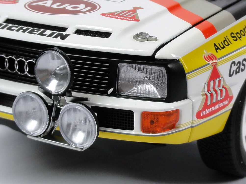 Foto 1:18 Audi Sport quattro Rallye Monte Carlo 1985 HB Audi Team Nr.3, Röhrl / Geistdörfer Werbemodell AUTOart 5031000105