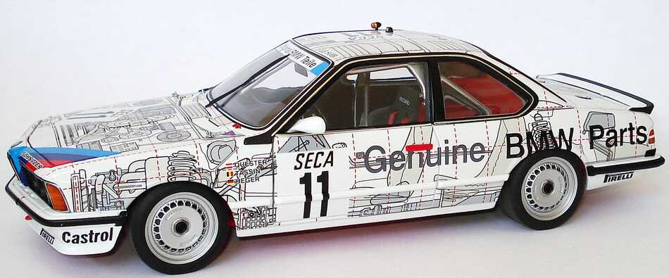 Foto 1:18 BMW 635 CSi (E24) Gruppe A 24 Stunden Spa 1986 Schnitzer, Genuine BMW Parts Nr.11, Quester / Tassin / Heger, Siegerfahrzeug Werbemodell AUTOart 80430145826