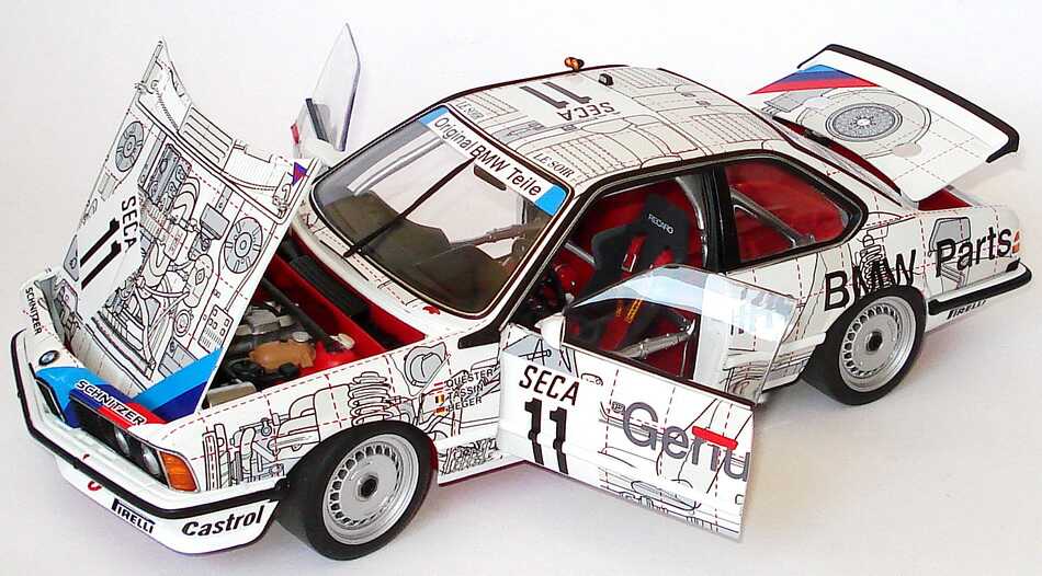 Foto 1:18 BMW 635 CSi (E24) Gruppe A 24 Stunden Spa 1986 Schnitzer, Genuine BMW Parts Nr.11, Quester / Tassin / Heger, Siegerfahrzeug Werbemodell AUTOart 80430145826