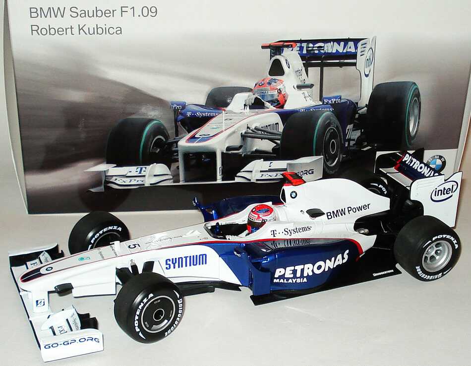 Foto 1:18 BMW Sauber F1.09 Formel 1 2009 Petronas Nr.5, Robert Kubica Werbemodell Minichamps 80432154857