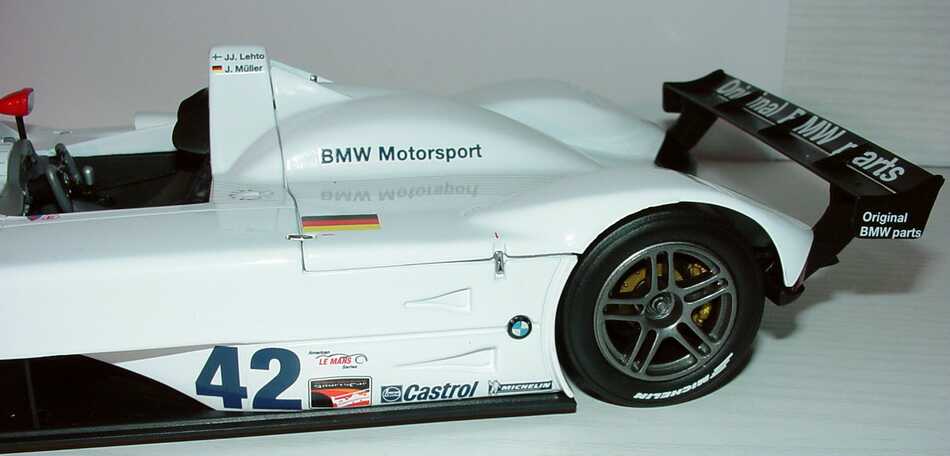 Foto 1:18 BMW V12 LMR Le Mans 2000 Original BMW Parts Nr.42, Jörg Müller / J.J. Lehto Werbemodell Kyosho 80430018218