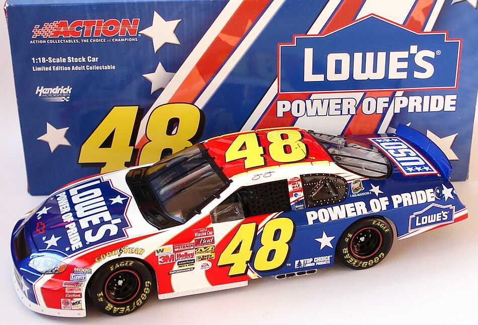 Foto 1:18 Chevrolet Monte Carlo NASCAR 2003 Hendrick Motorsports, Lowe´s, Power of Pride Nr.48, Jimmie Johnson ACTION Collectables 104186