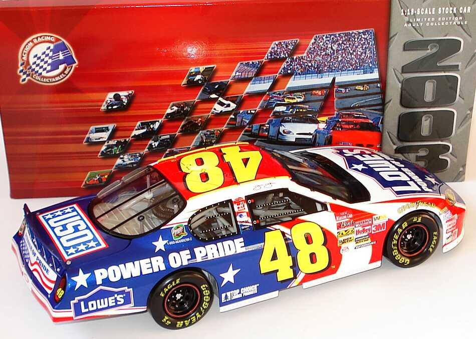 Foto 1:18 Chevrolet Monte Carlo NASCAR 2003 Hendrick Motorsports, Lowe´s, Power of Pride Nr.48, Jimmie Johnson ACTION Collectables 104186