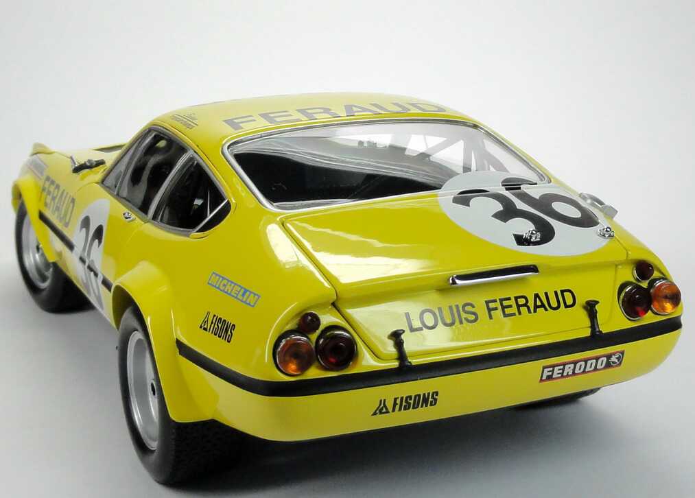 Foto 1:18 Ferrari 365 GTB/4 Competizione 24h von Le Mans 1972 gelb Nr.36, Louis Feraud Kyosho 08164G