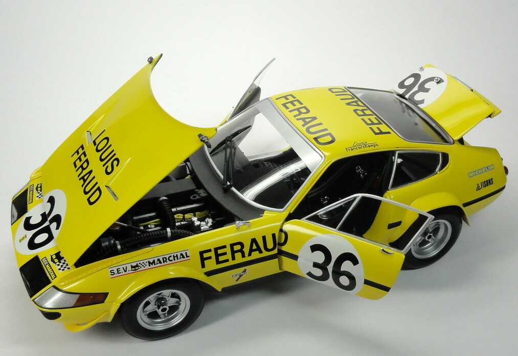 Foto 1:18 Ferrari 365 GTB/4 Competizione 24h von Le Mans 1972 gelb Nr.36, Louis Feraud Kyosho 08164G