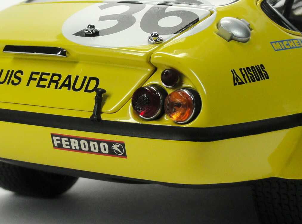 Foto 1:18 Ferrari 365 GTB/4 Competizione 24h von Le Mans 1972 gelb Nr.36, Louis Feraud Kyosho 08164G