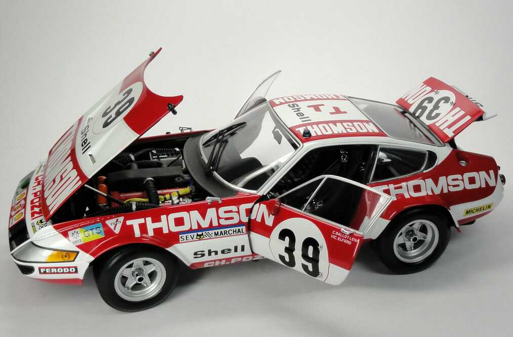 Foto 1:18 Ferrari 365 GTB/4 Competizione 24h von Le Mans 1973 Thomson Nr.39, Ballot / Lena / Elford (Siegerfahrzeug, GT-Klasse) Kyosho 08164F