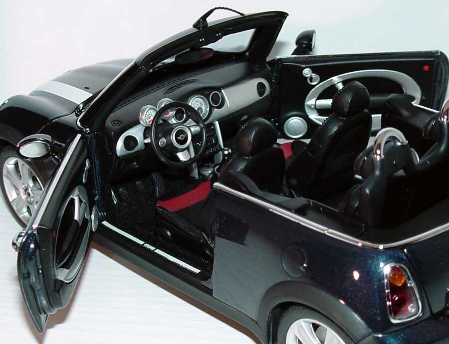 Foto 1:18 New Mini Cooper Cabrio astroblack-met. mit weißen Streifen Werbemodell Kyosho 80430309088