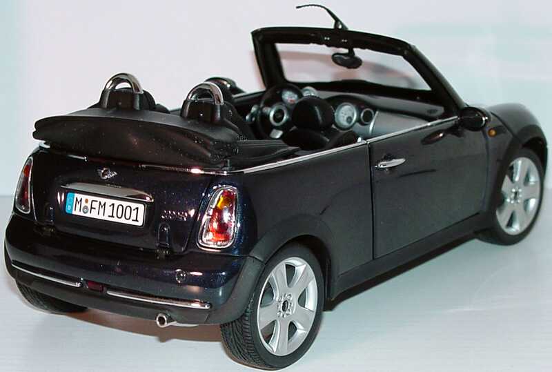 Foto 1:18 New Mini Cooper Cabrio astroblack-met. mit weißen Streifen Werbemodell Kyosho 80430309088