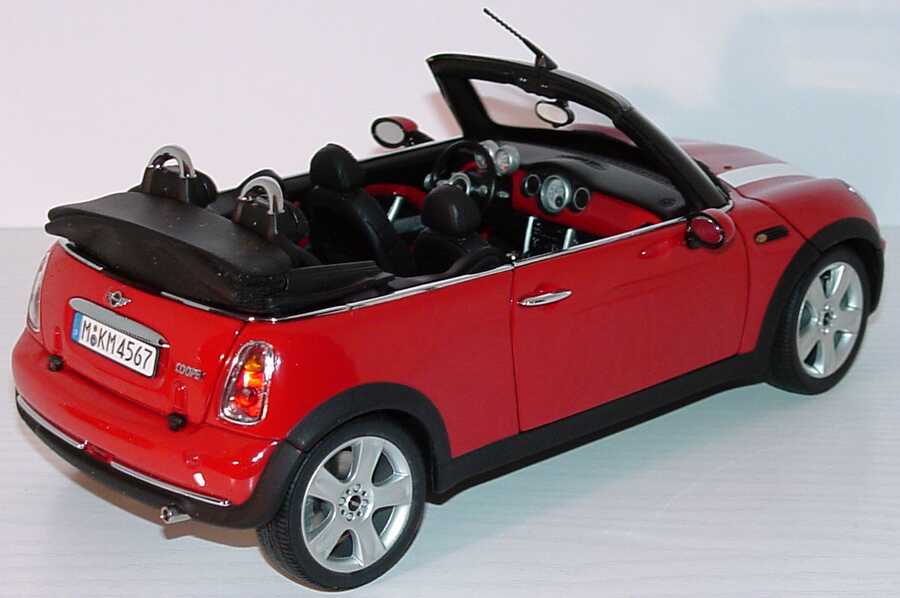 Foto 1:18 New Mini Cooper Cabrio chilired mit weißen Streifen Werbemodell Kyosho 80430309089