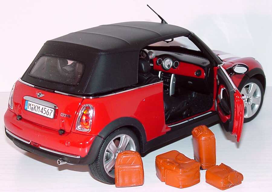 Foto 1:18 New Mini Cooper Cabrio chilired mit weißen Streifen Werbemodell Kyosho 80430309089