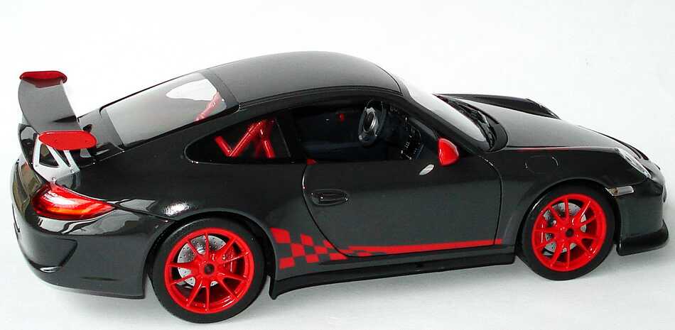 Foto 1:18 Porsche 911 GT3 RS (997, Modell 2009) grauschwarz/rot Werbemodell Norev WAP02101419