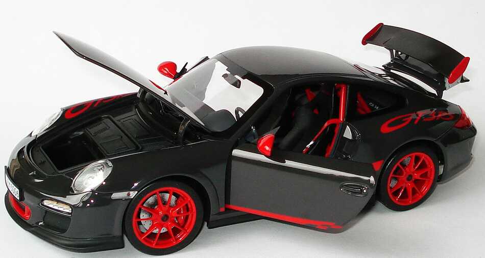 Foto 1:18 Porsche 911 GT3 RS (997, Modell 2009) grauschwarz/rot Werbemodell Norev WAP02101419