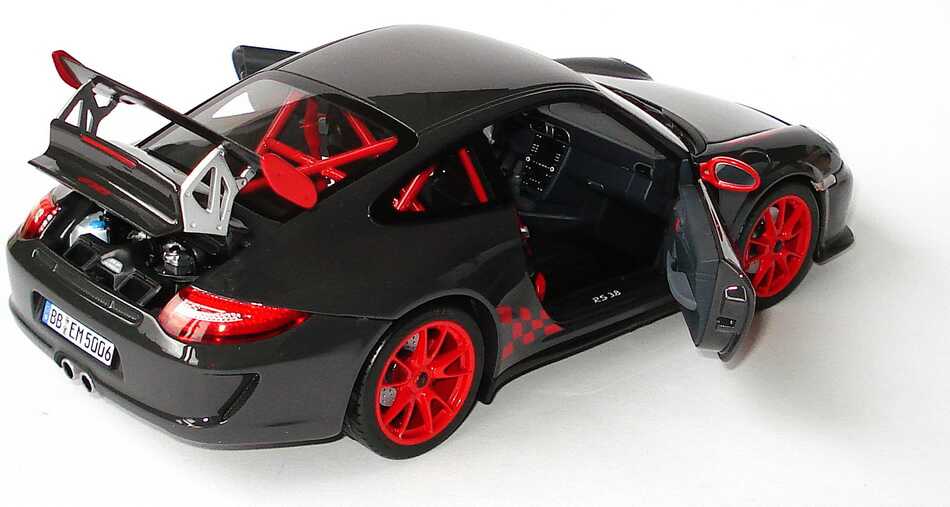 Foto 1:18 Porsche 911 GT3 RS (997, Modell 2009) grauschwarz/rot Werbemodell Norev WAP02101419