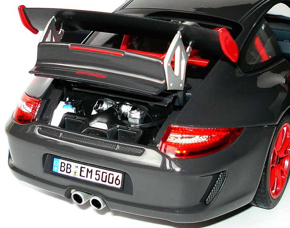 Foto 1:18 Porsche 911 GT3 RS (997, Modell 2009) grauschwarz/rot Werbemodell Norev WAP02101419