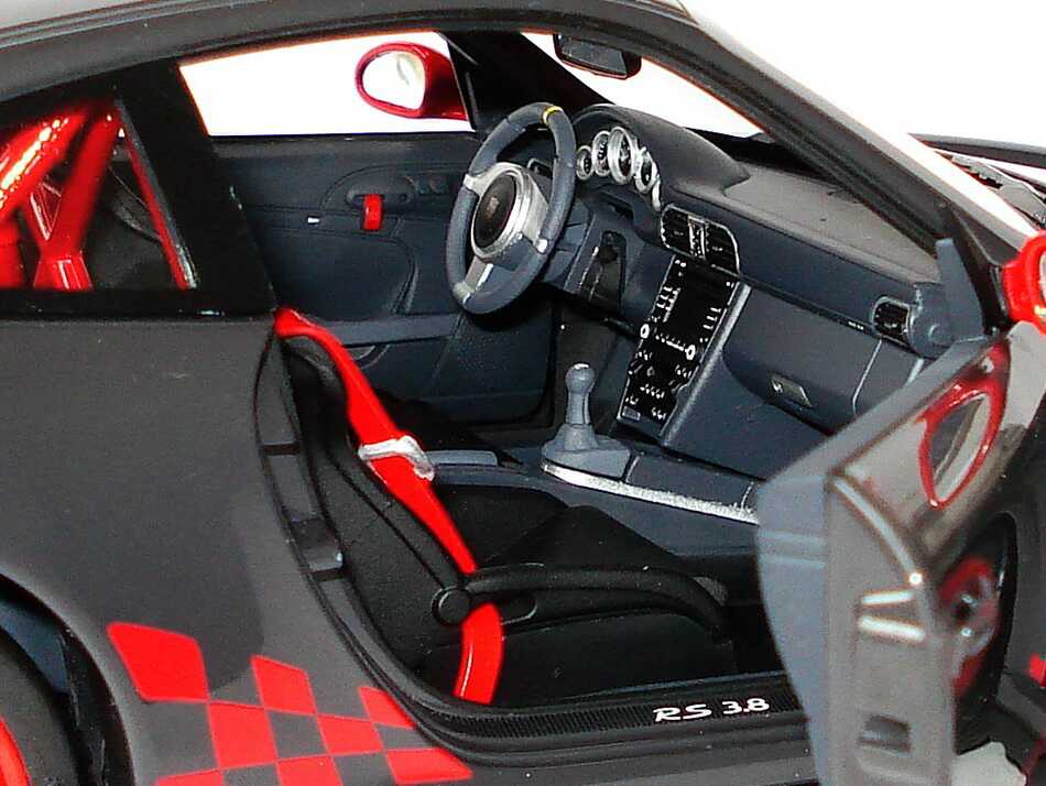 Foto 1:18 Porsche 911 GT3 RS (997, Modell 2009) grauschwarz/rot Werbemodell Norev WAP02101419