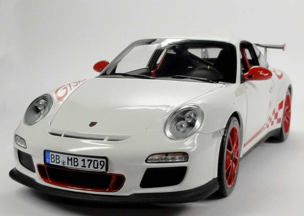 Foto 1:18 Porsche 911 GT3 RS (997, Modell 2009) weiß/rot Norev 187566