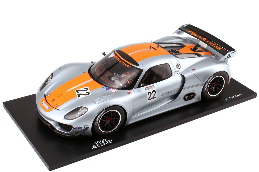 Foto 1:18 Porsche 918 RSR silber/orange Nr.22, Röhrl / Lieb (Detroit Motorshow 2011) - 1 of 918 Werbemodell Spark WAP0200150C