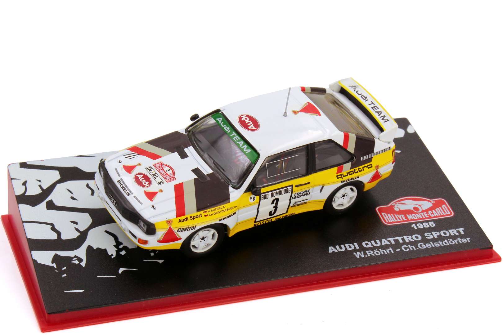 Foto 1:43 Audi Sport quattro Rallye Monte Carlo 1985 HB Audi Team Nr.3 Roehrl Geistdörfer - Ixo Altaya