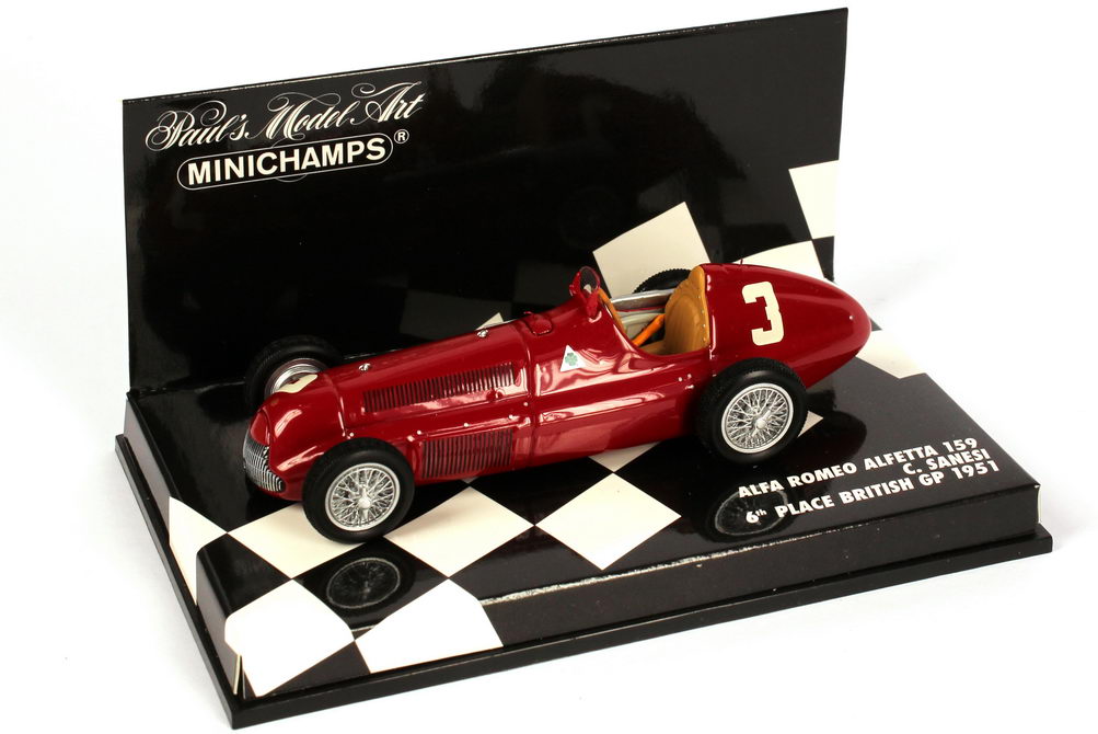 Foto 1:43 Alfa Romeo Alfetta 159 Formel 1 1951 Nr.3, C. Sanesi (British GP, 6. Platz) Minichamps 400511203