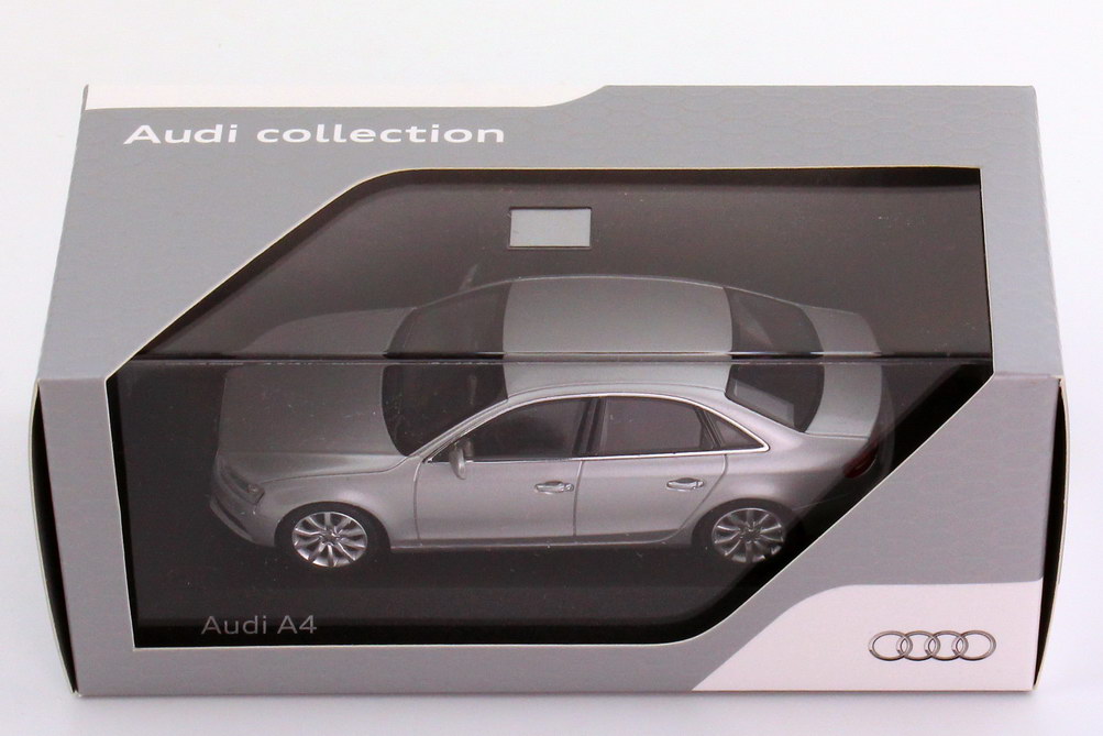 Foto 1:43 Audi A4 (B8, Faclift 2012) eis-silber-met. Werbemodell Minichamps 5011204113