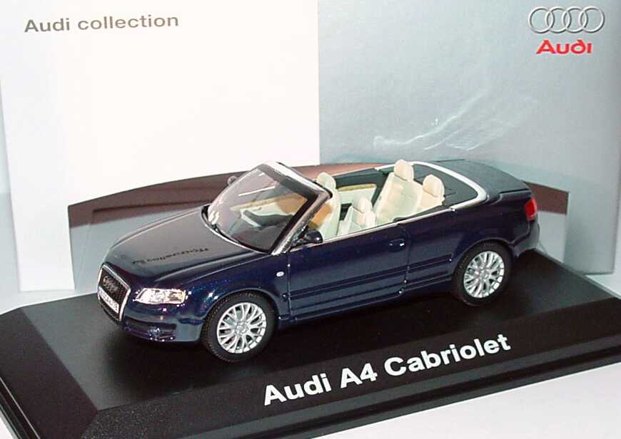 Foto 1:43 Audi A4 Cabrio (B6) Facelift 2005 moroblau-met. Werbemodell Norev 5010504323