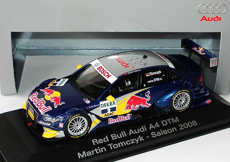 Foto 1:43 Audi A4 DTM 2008 Abt, Red Bull Nr.2, Martin Tomczyk Werbemodell Minichamps 5020800133