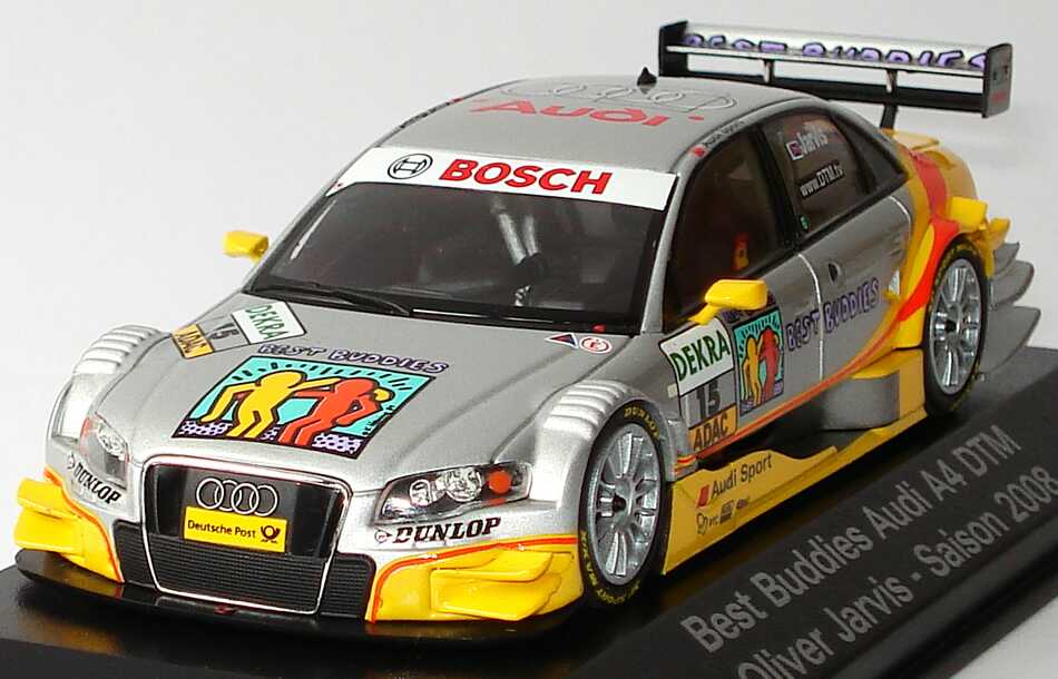 Foto 1:43 Audi A4 DTM 2008 (Modell 2007) Phoenix, Best Buddies Nr.15, Oliver Jarvis Werbemodell Minichamps 5020800183