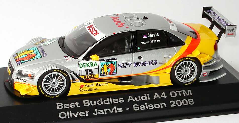 Foto 1:43 Audi A4 DTM 2008 (Modell 2007) Phoenix, Best Buddies Nr.15, Oliver Jarvis Werbemodell Minichamps 5020800183