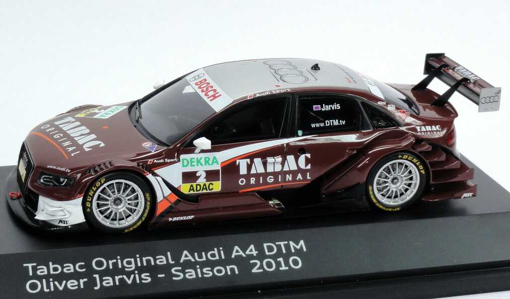 Foto 1:43 Audi A4 DTM 2010 Abt, Tabac Original Nr.2, Oliver Jarvis Werbemodell Spark 5021000143