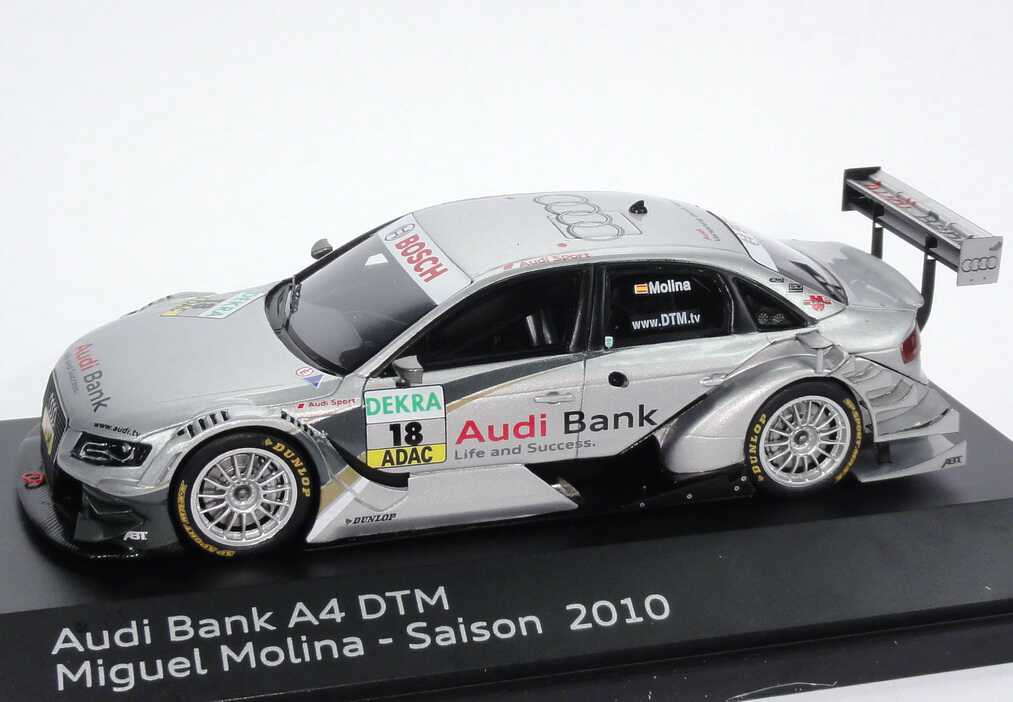 Foto 1:43 Audi A4 DTM 2010 Rookie Team Abt, Audi Bank Nr.19, Miguel Molina Werbemodell Spark 5021000193