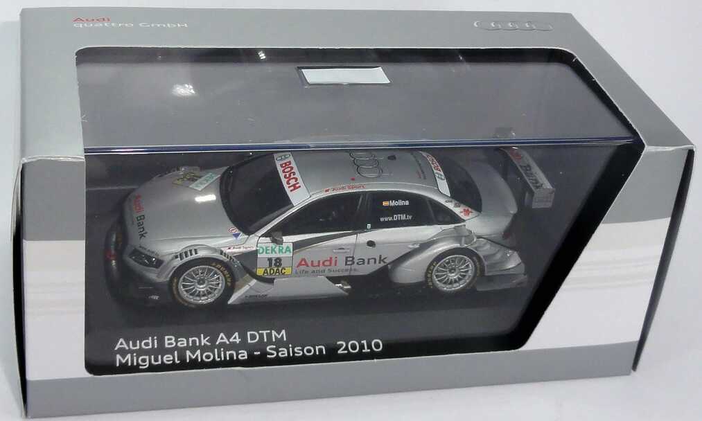 Foto 1:43 Audi A4 DTM 2010 Rookie Team Abt, Audi Bank Nr.19, Miguel Molina Werbemodell Spark 5021000193