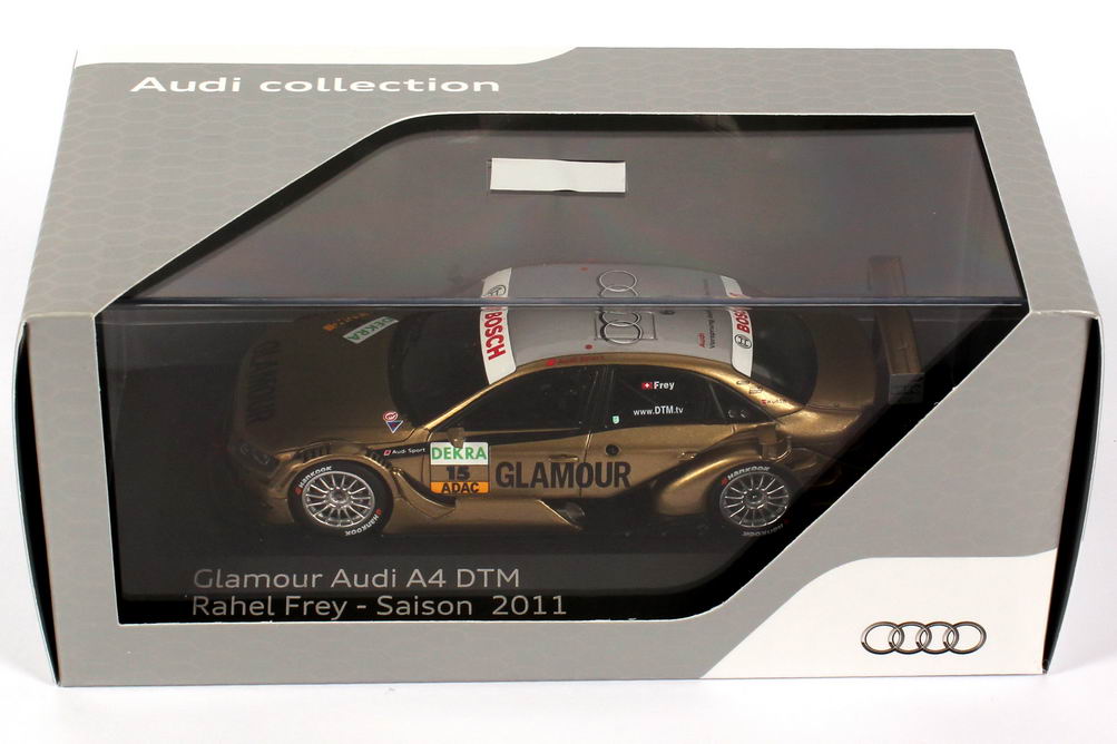 Foto 1:43 Audi A4 DTM 2011 Phoenix, Glamour Nr.15, Rahel Frey Werbemodell Spark 5021100293