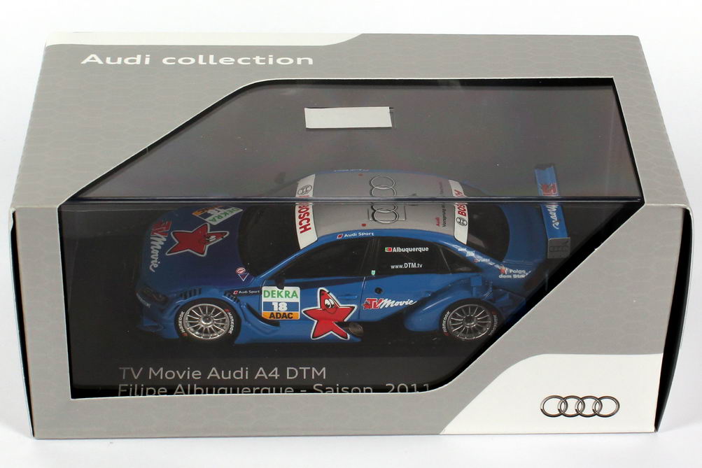Foto 1:43 Audi A4 DTM 2011 Rosberg, TV Movie Nr.18, Filipe Albuquerque Werbemodell Spark 5021100283
