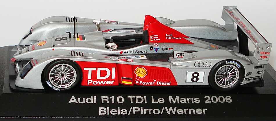 Foto 1:43 Audi R10 TDI 24h von Le Mans 2006 Nr.8 Biela/Pirro/Werner Werbemodell Siegerfahrzeug Minichamps 5020601023