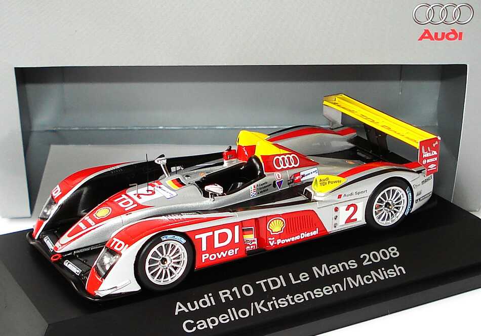 Foto 1:43 Audi R10 TDI 24h von Le Mans 2008 Nr.2, Capello / Kristensen / McNish (Sieger) Werbemodell Spark 5020800223