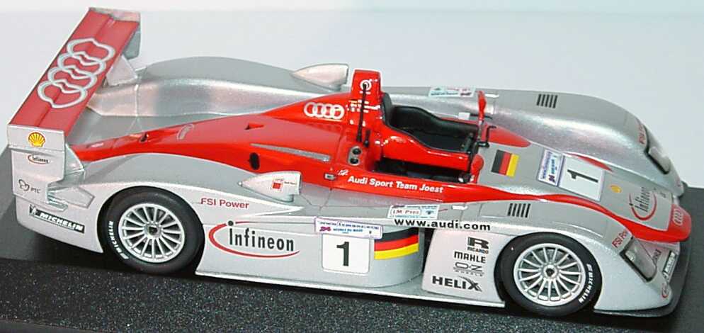 Foto 1:43 Audi R8 24h von Le Mans 2002 Nr.1, Biela/Kristensen/Pirro, Siegerfahrzeug Werbemodell Minichamps 5020200303