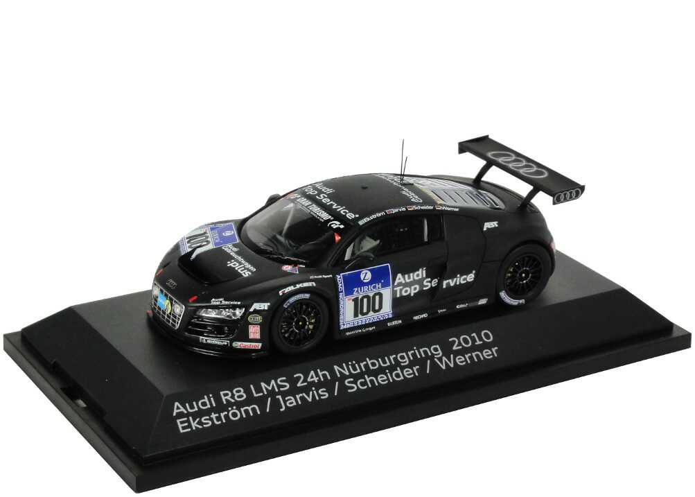 Foto 1:43 Audi R8 LMS 24 Stundenrennen Nürburgring 2010 Abt Sportsline, Audi Gebrauchtwagen :plus Nr.100, Ekström / Jarvis / Scheider / Werner Werbemodell Spark 5021018423