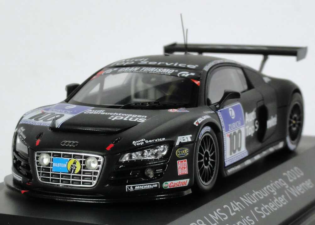 Foto 1:43 Audi R8 LMS 24 Stundenrennen Nürburgring 2010 Abt Sportsline, Audi Gebrauchtwagen :plus Nr.100, Ekström / Jarvis / Scheider / Werner Werbemodell Spark 5021018423