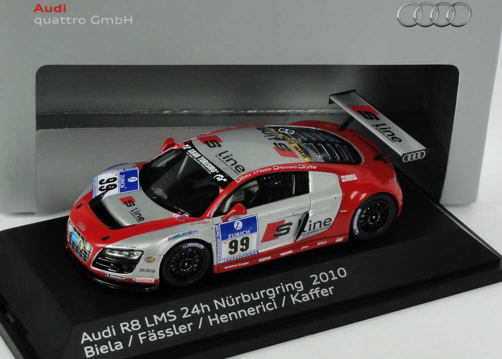 Foto 1:43 Audi R8 LMS 24 Stundenrennen Nürburgring 2010 Phoenix Racing, S line Nr.99 Biela / Fässler / Hennerici / Kaffer Werbemodell Spark 5021018443