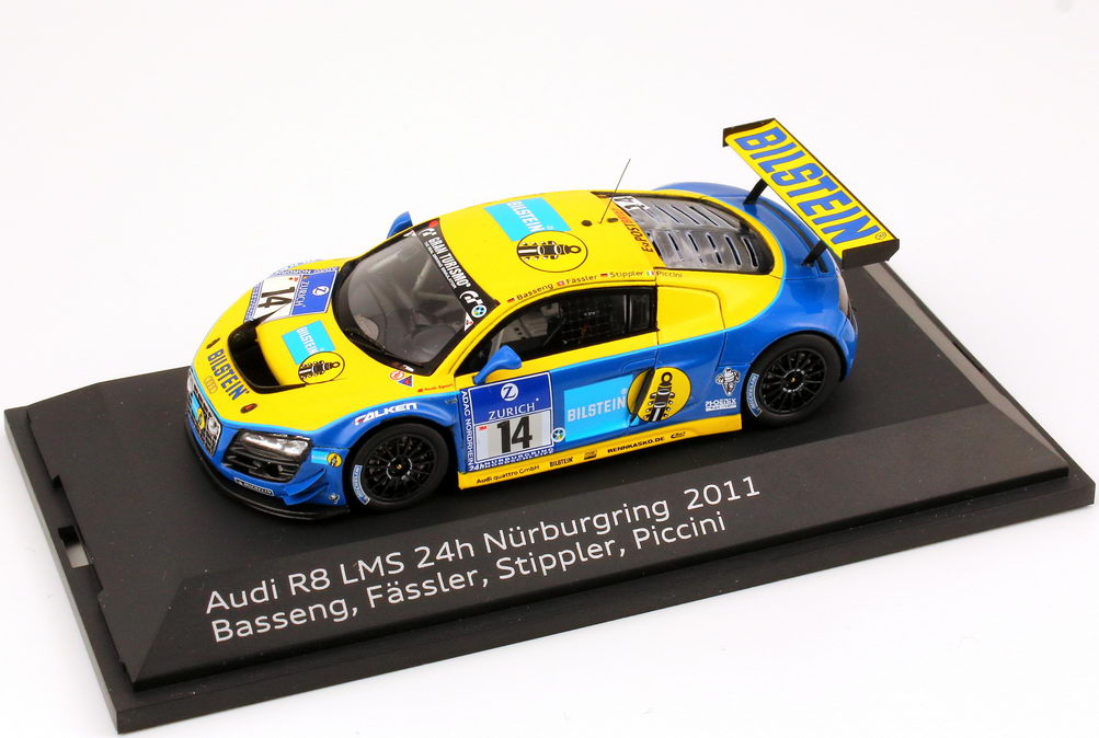 Foto 1:43 Audi R8 LMS 24 Stundenrennen Nürburgring 2011 Phoenix, Bilstein Nr.14, Basseng / Fässler / Stippler Werbemodell Spark 5021118413